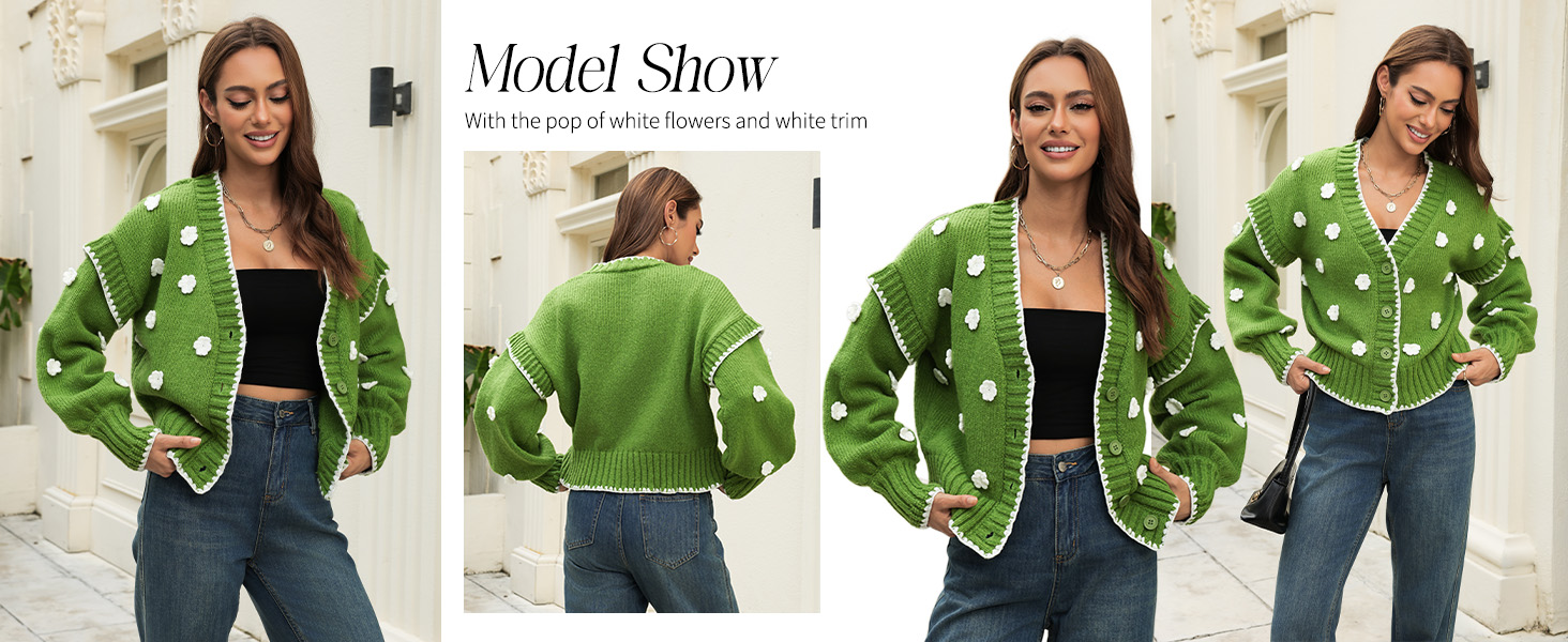 Amazon.com: EZAPINE Womens Floral Cardigan Sweater Chunky Knit